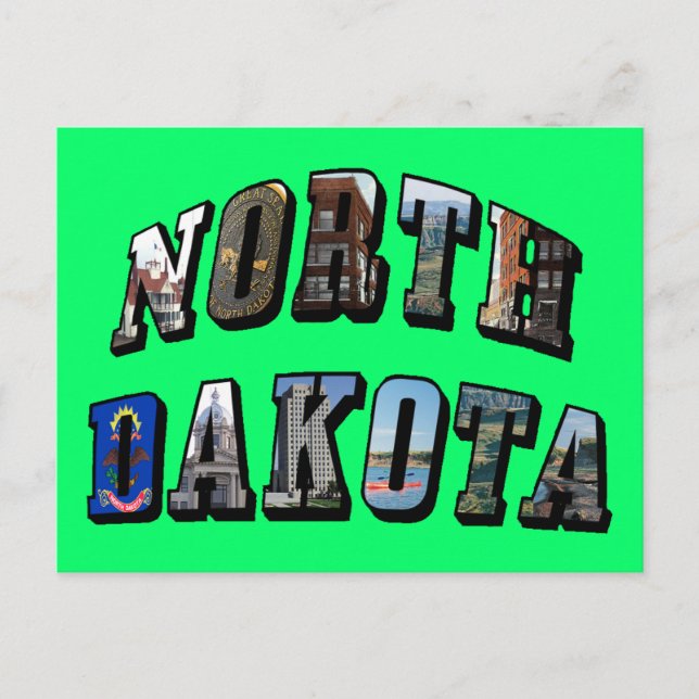 North Dakota Bild Text Vykort (Framsida)