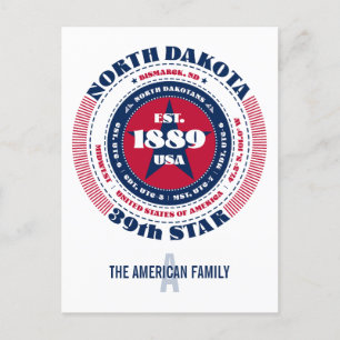 North Dakota, Bismarck, ND, Patriotic, Monogram Vykort