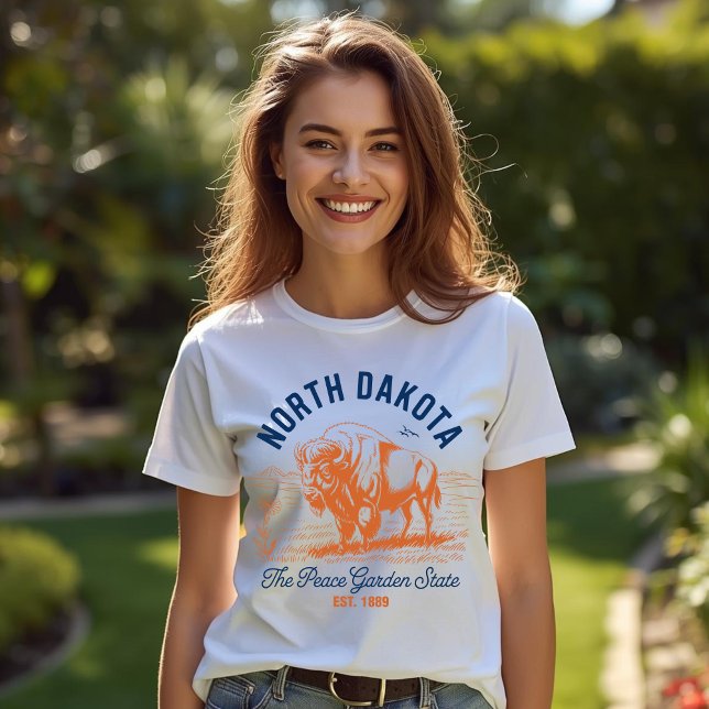 North Dakota Bison | The Peace Garden State T Shirt (Skapare uppladdad)