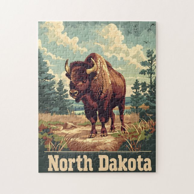 North Dakota Bison Vintage Pussel (Vertikal)