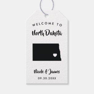 North Dakota Bröllop Welcome Bag Märkre, Karta Presentetikett