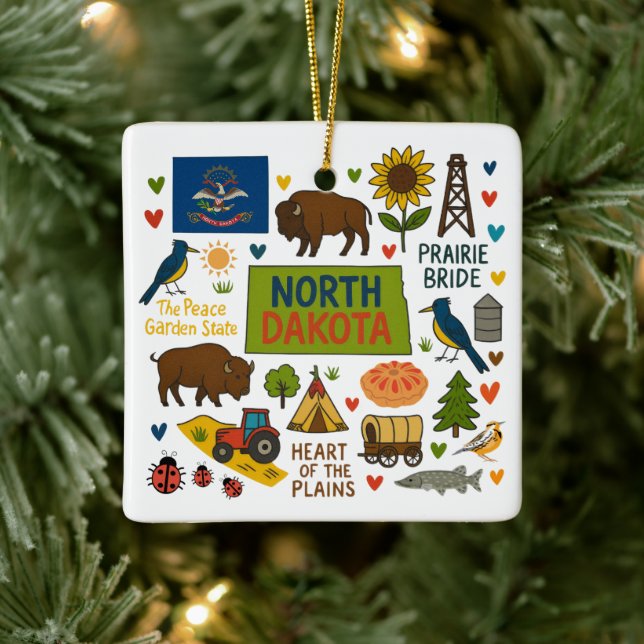 North Dakota Custom Family Trip Christmas Julgransprydnad Keramik (Träd)