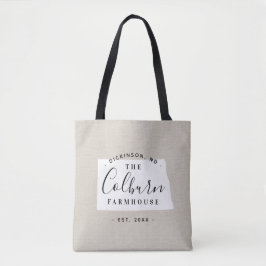 North Dakota Family Monogram State Tote Bag Tygkasse