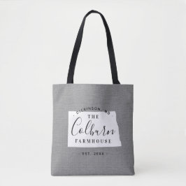 North Dakota Family Monogram State Tote Bag Tygkasse