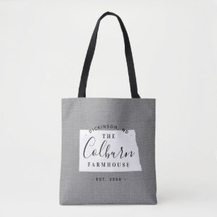 North Dakota Family Monogram State Tote Bag Tygkasse