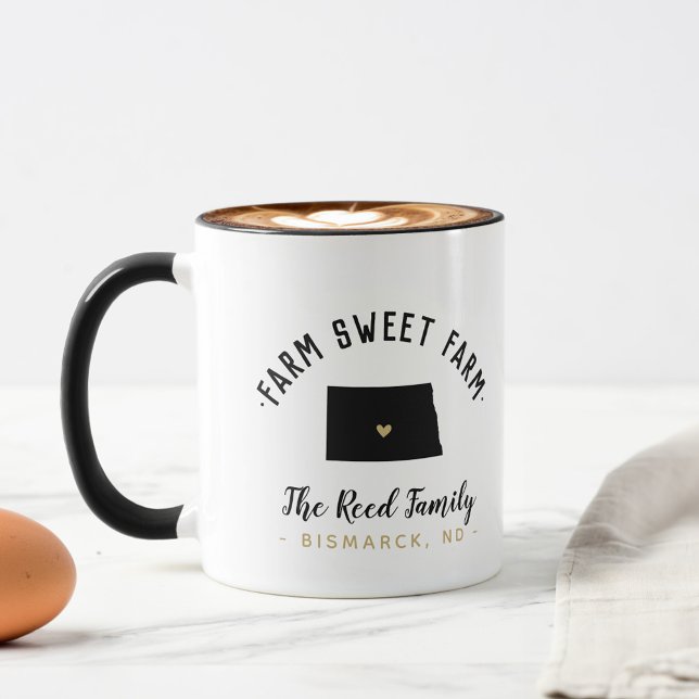 North Dakota Farm Sweet Farm Family Monogram Mugg (Skapare uppladdad)
