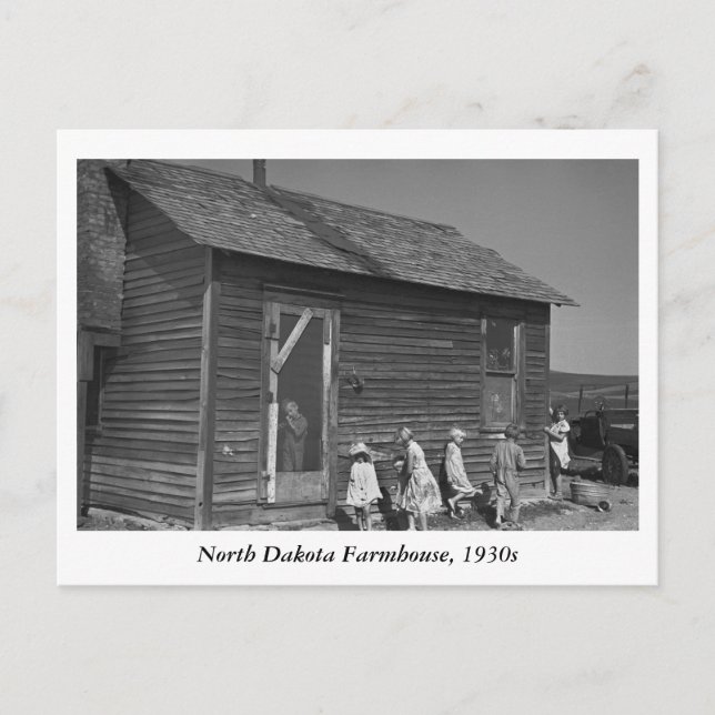 North Dakota Farmhouse, 1930 Vykort (Framsida)