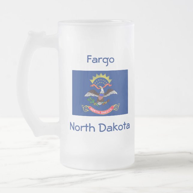 North Dakota Flagga Karta City Mugg (Vänster)