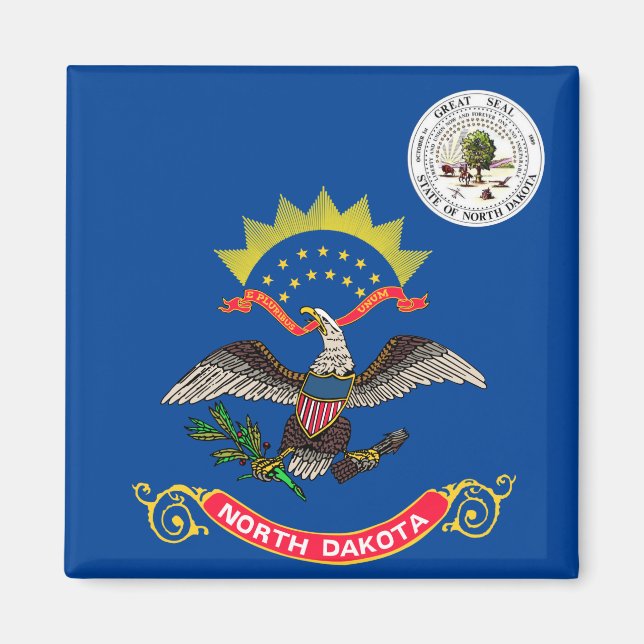 North Dakota flagga Magnet (Framsidan)