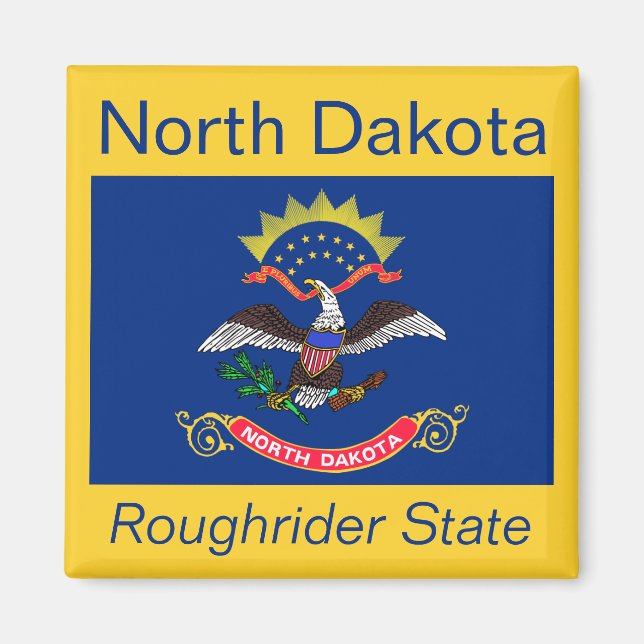 North Dakota Flagga Magnet (Framsidan)