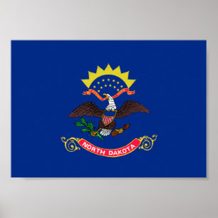 North Dakota Flagga Poster
