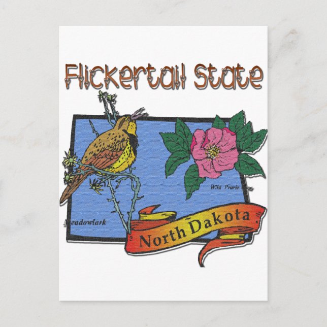North Dakota Flickertail State Meadowlark Ro Vykort (Framsida)