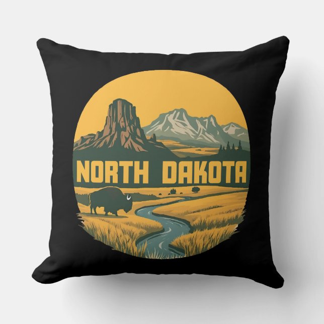 North Dakota Förenta staterna Kudde (Framsida)