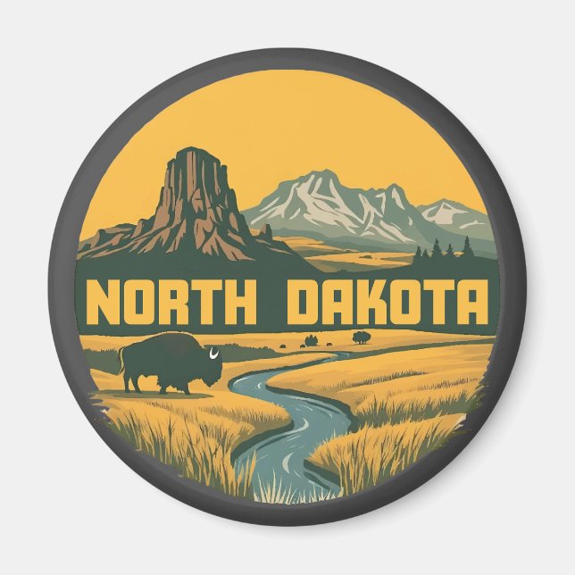 North Dakota Förenta staterna Magnet (Framsidan)