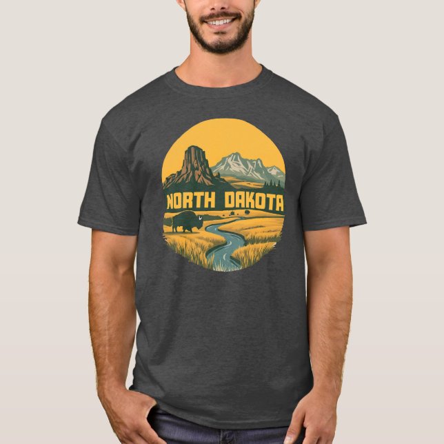 North Dakota Förenta staterna T Shirt (Framsida)