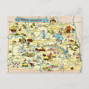 North Dakota Funny Vintage Karta Vykort