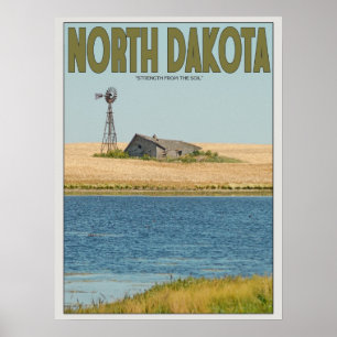 North Dakota - gammal Farmstead - grönt Poster