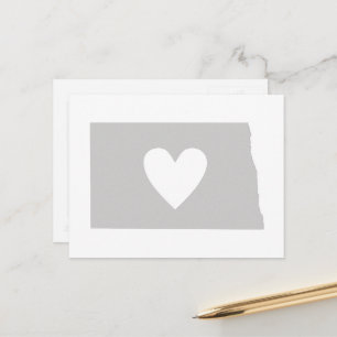 North Dakota Grått Karta Shape Heart Dakotan Kärle Vykort