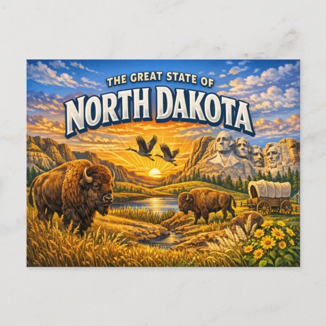 North Dakota Greetings vykort  (Framsida)