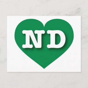 North Dakota Grönt Heart - I kärlek ND Vykort