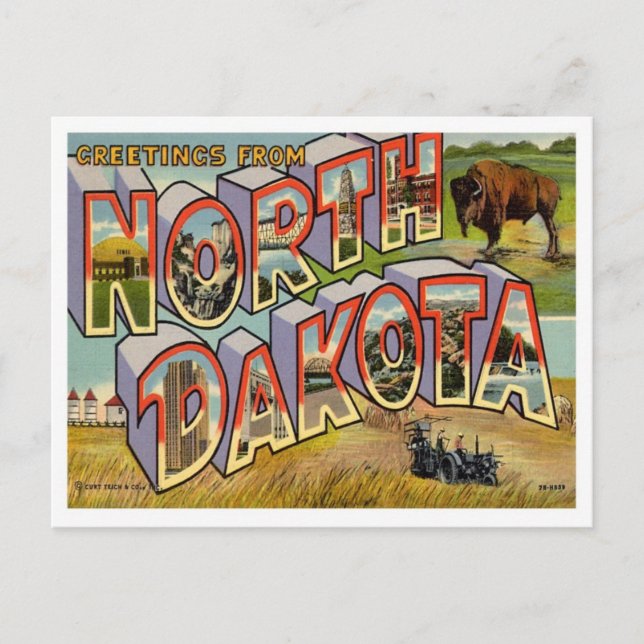 North Dakota Hälsning från USA Stater Vykort (Framsida)