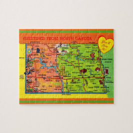 North Dakota Hälsning vycard Jigszle Puzzle Pussel