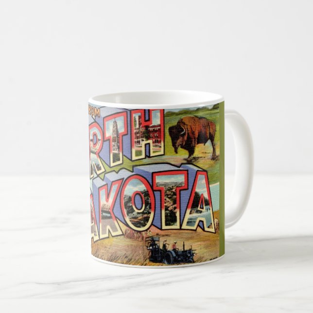 North Dakota Hälsningar Postkort Mugg (Framsida höger)