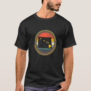 North Dakota Hawaii Roots Origine State Karta Retr T Shirt