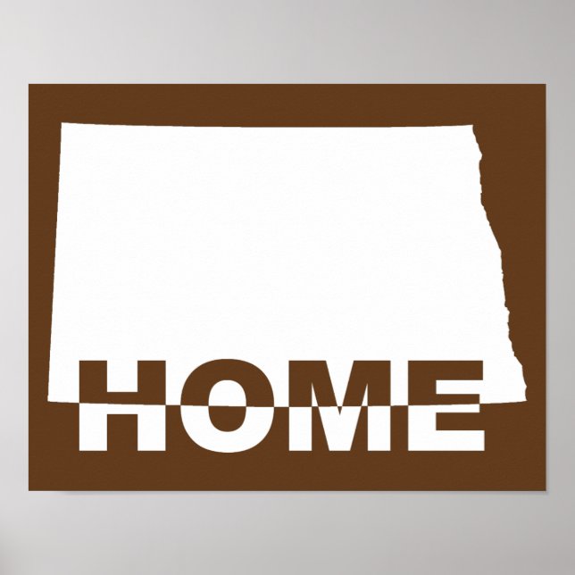 North Dakota Hemma Borta Från Stat Poster Skylt (Framsidan)