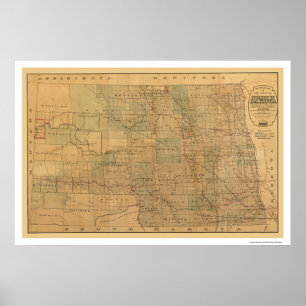 North Dakota järnvägkarta 1892 Poster