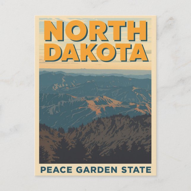 North Dakota Mountain View Vykort (Framsida)