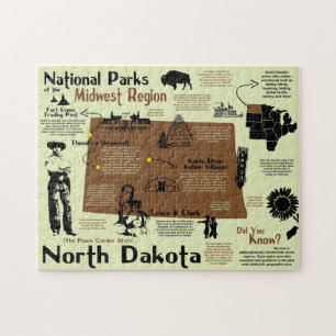 North Dakota National Parker Infografik Karta Pussel