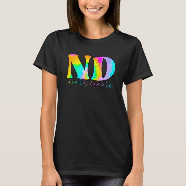 North Dakota Nd Tie Dye T Shirt (Framsida)
