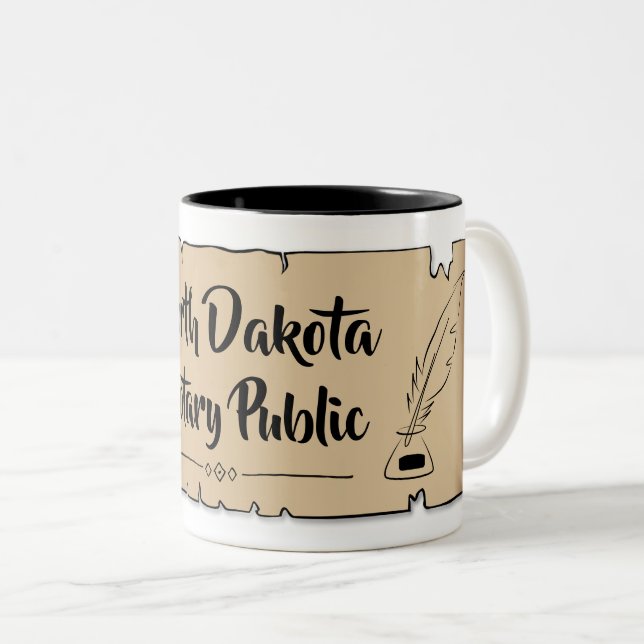 North Dakota Notary Public Rulla Feather Quill Två-Tonad Mugg (Framsida höger)