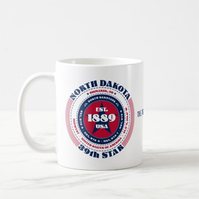 North Dakota Patriotic Circular Monogram Mugg (Vänster)