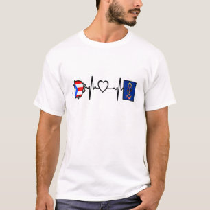 North Dakota Peurto Rico Heartslag Peurto Rican Fl T Shirt