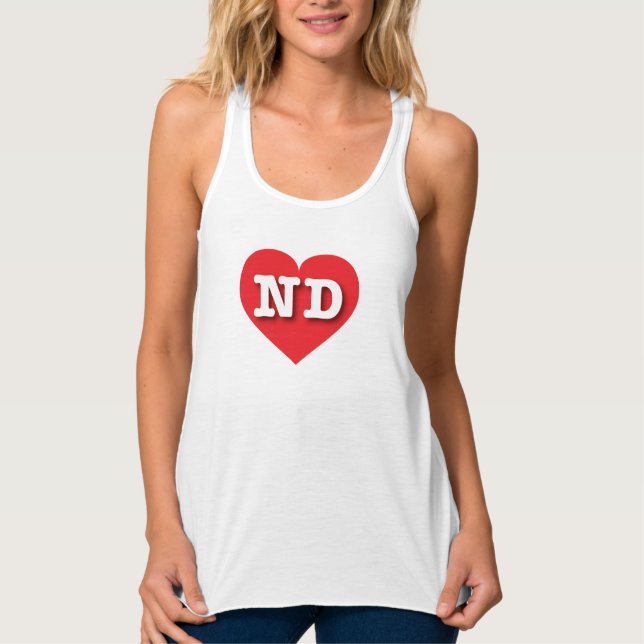 North Dakota Red Heart - I kärlek ND Linne Med Racerback (Framsida)
