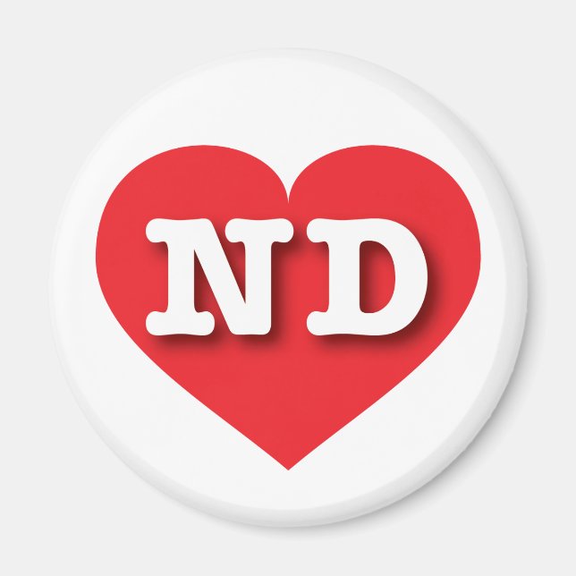 North Dakota Red Heart - I kärlek ND Magnet (Framsidan)