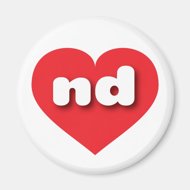 North Dakota Red Heart - I kärlek ND Magnet (Framsidan)