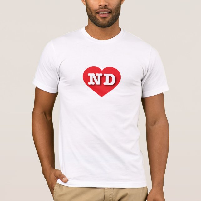 North Dakota Red Heart - I kärlek ND T Shirt (Framsida)