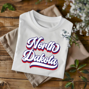 North Dakota Red White och Blue Vintage T-Shirt