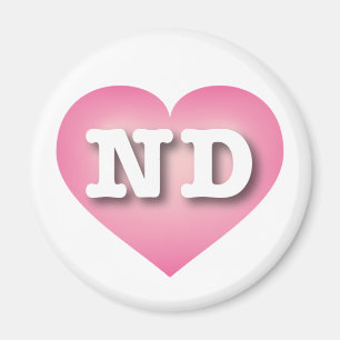 North Dakota Rosa Fade Heart - I kärlek ND Magnet