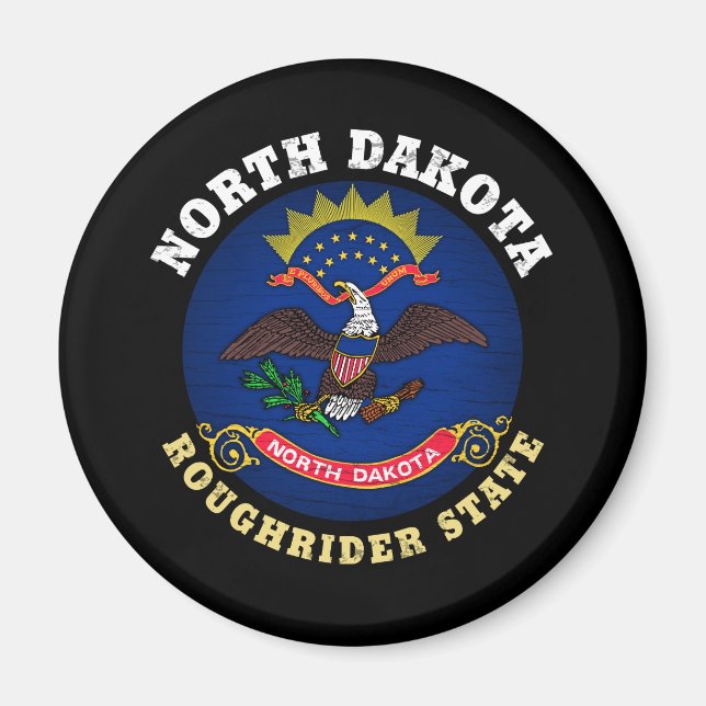 NORTH DAKOTA ROUGHRIDER STATLIG FLAGGA MAGNET (Framsidan)