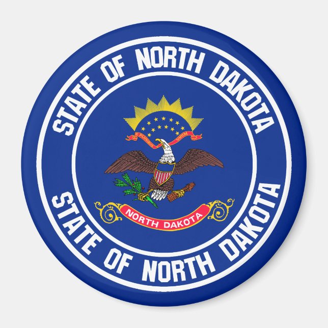 North Dakota Round Emblem Magnet (Framsidan)