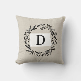 North Dakota Rustic Wandan Monogram Dekorativ kudd Kudde