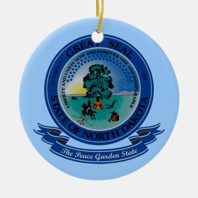 North Dakota Seal Julgransprydnad Keramik (Framsidan)