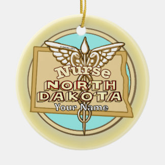 North Dakota Sjuksköterska Caduceus Julgransprydnad Keramik