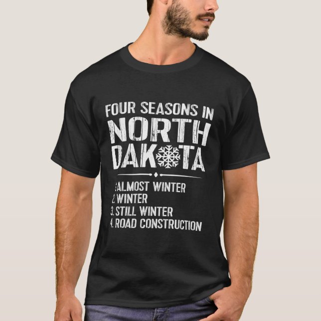 North Dakota Snö Winter Road Construction T Shirt (Framsida)