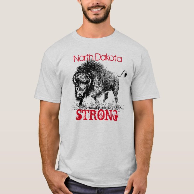 North Dakota som är stark med amerikanbisonen Tee Shirt (Framsida)