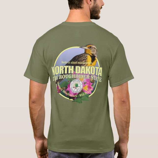 North Dakota State Bird & Flower T Shirt (Baksida)